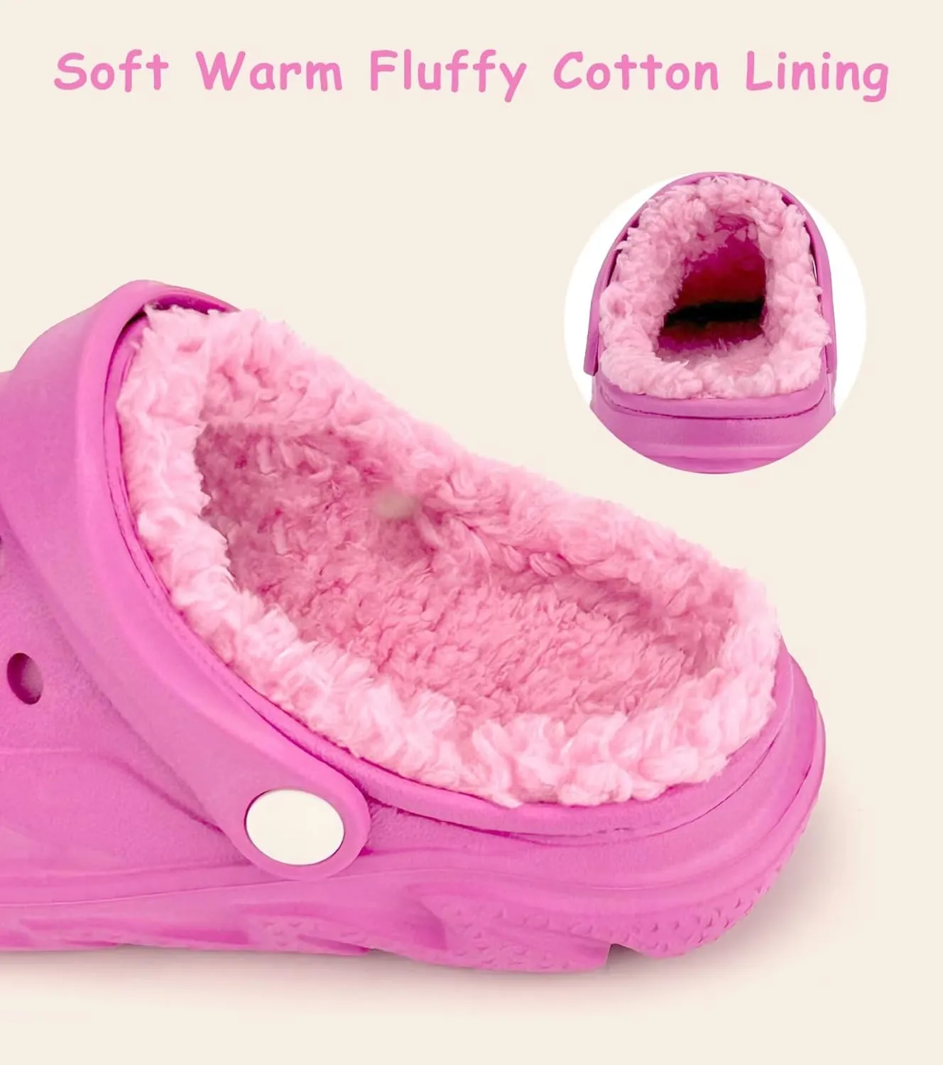Kids Fur Lined Clog Slip On Winter Slipper for Boys Girls