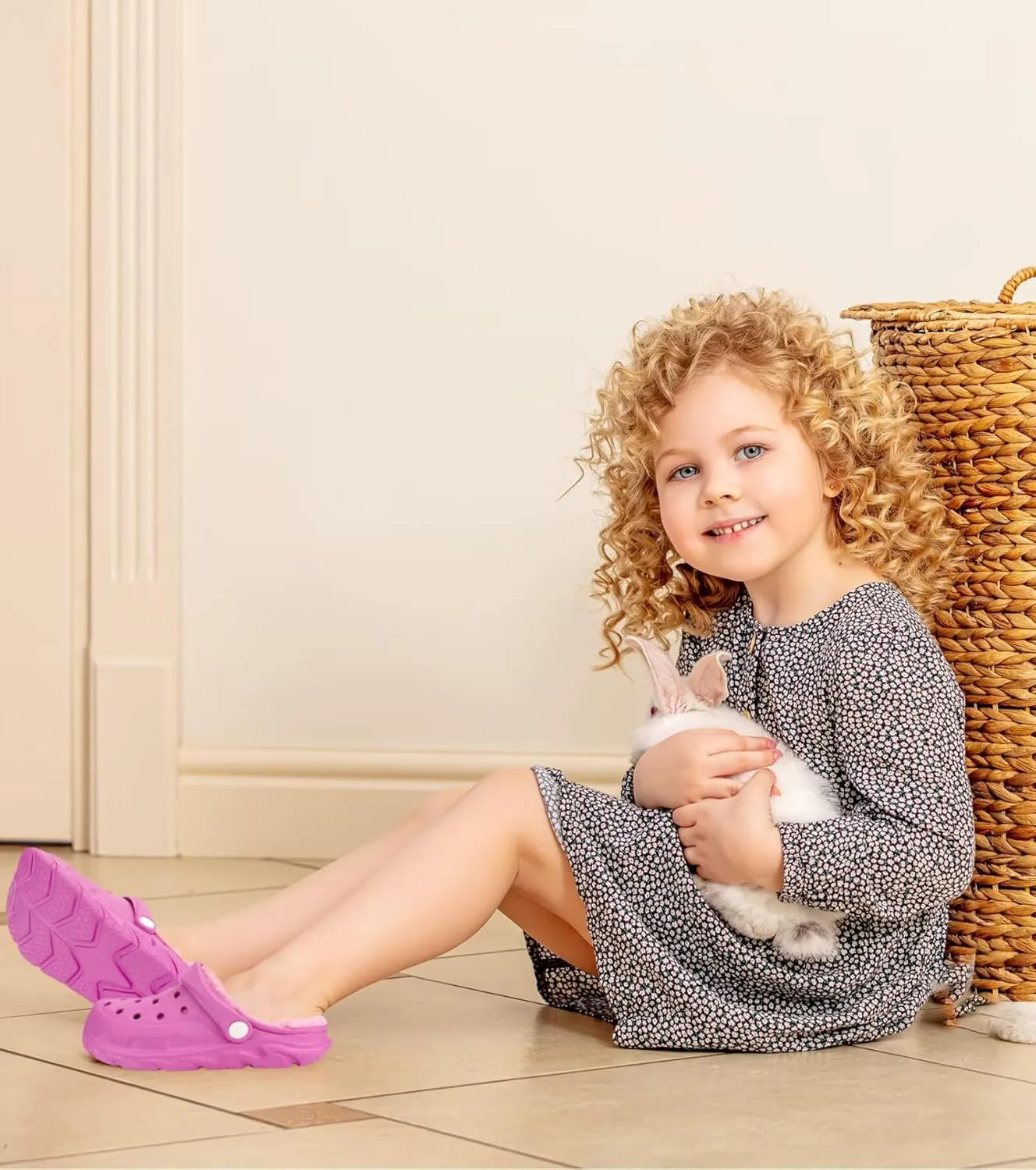 Kids Fur Lined Clog Slip On Winter Slipper for Boys Girls