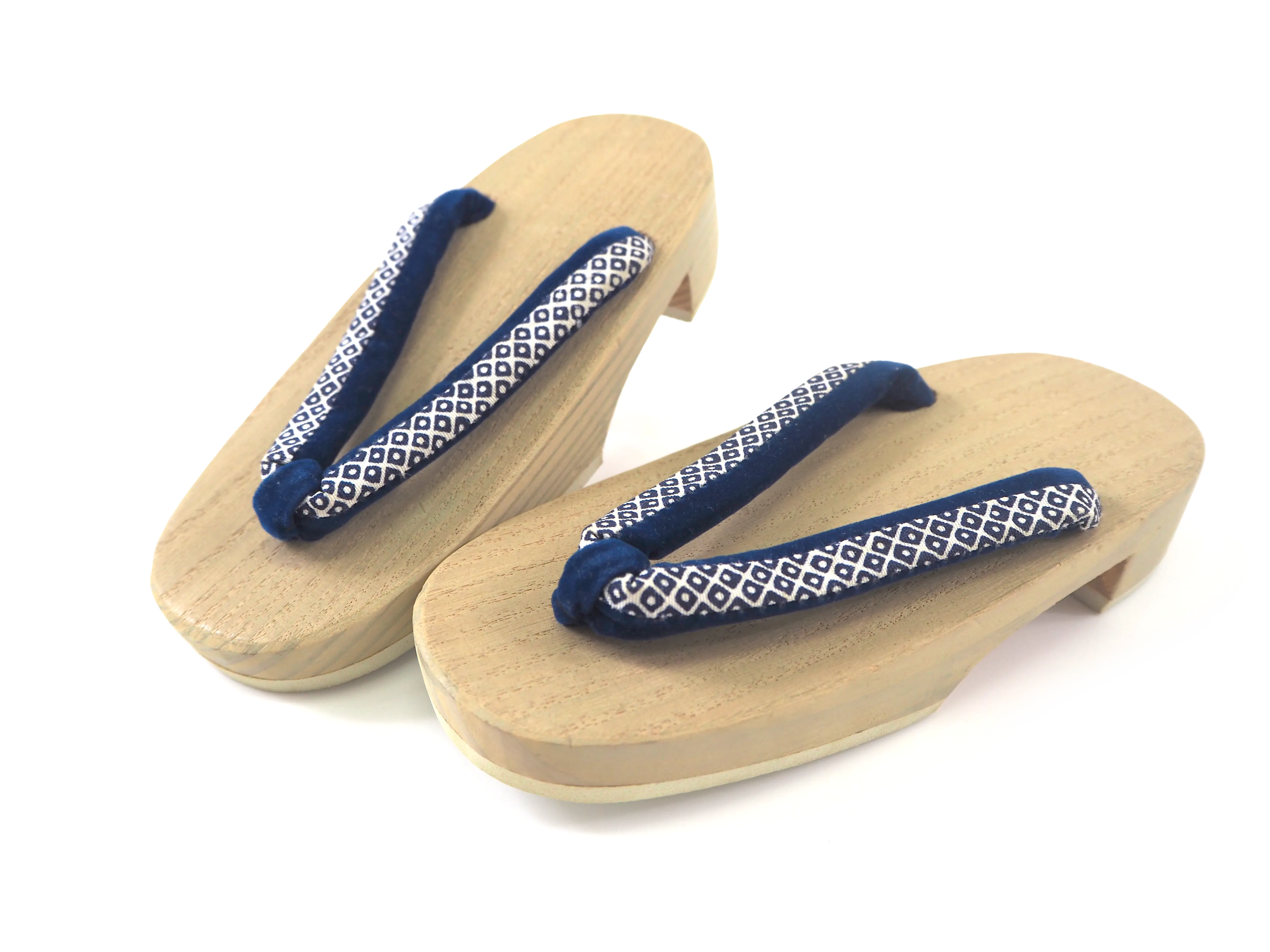Kids Japanese Kimono Yukata Wooden Geta Sandals, 6.5"/16.5cm Ivory Blue