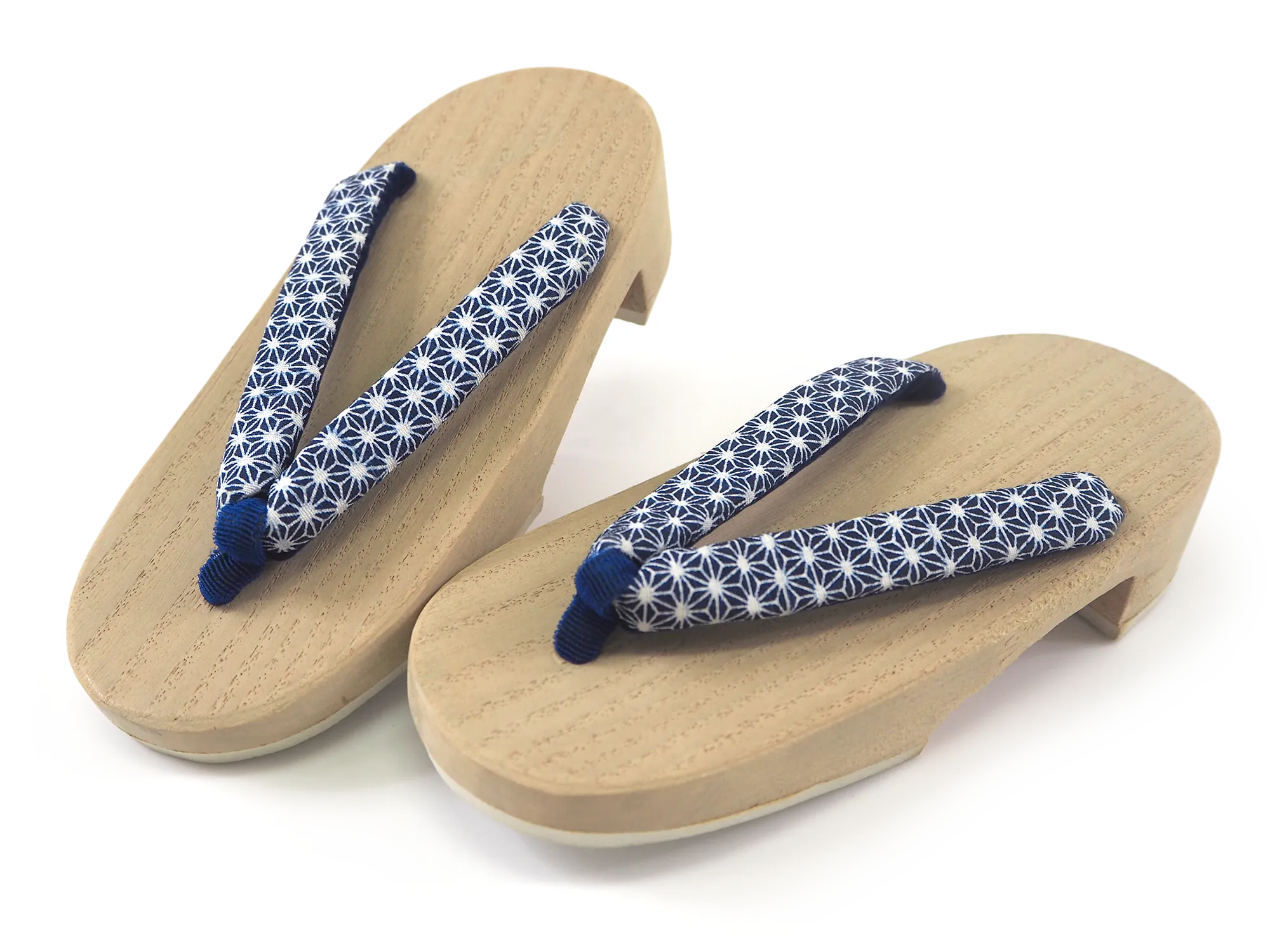 Kids Japanese Kimono Yukata Wooden Geta Sandals, 6.5"/16.5cm Ivory Blue