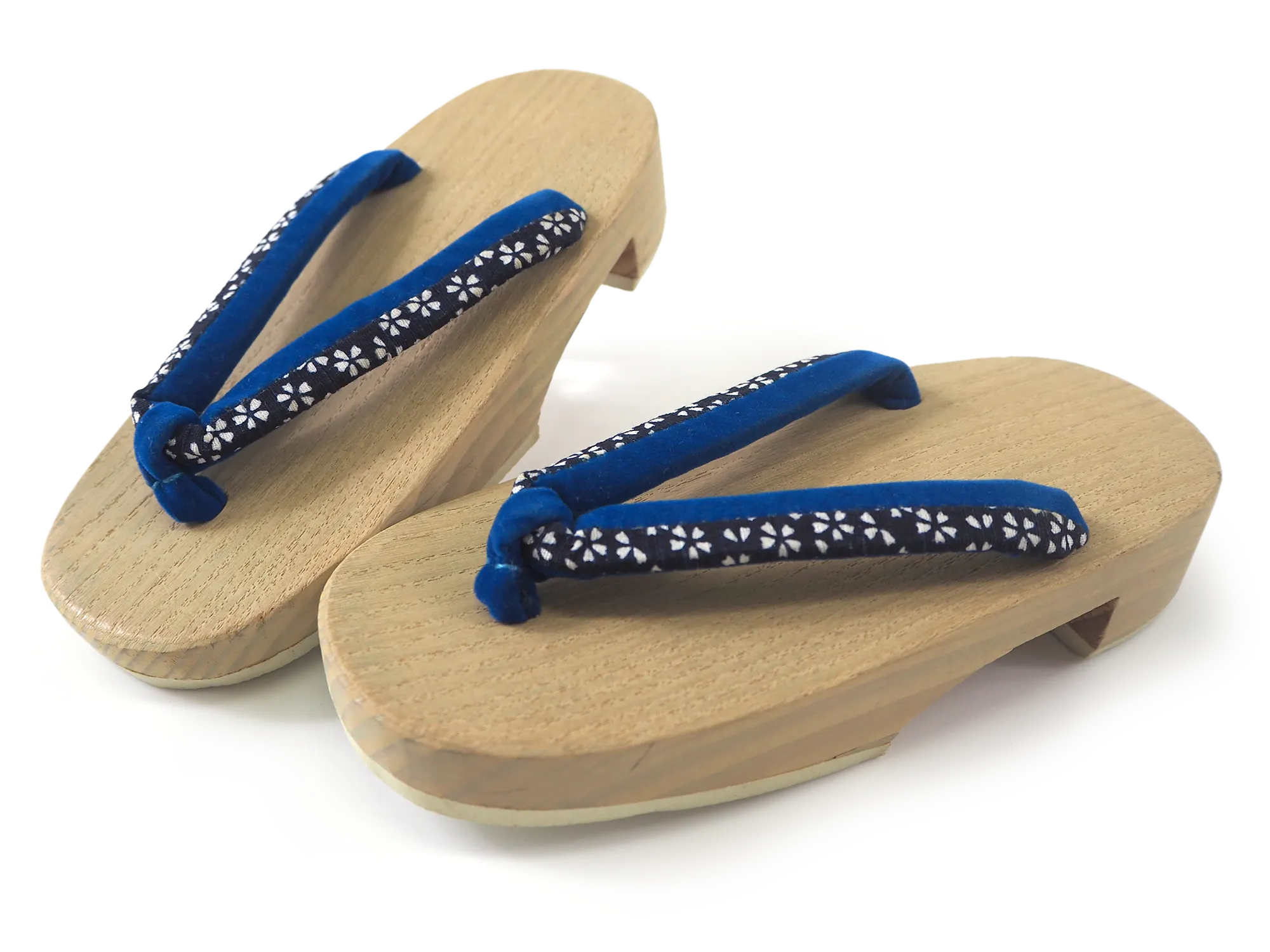 Kids Japanese Kimono Yukata Wooden Geta Sandals, 6.5"/16.5cm Ivory Blue