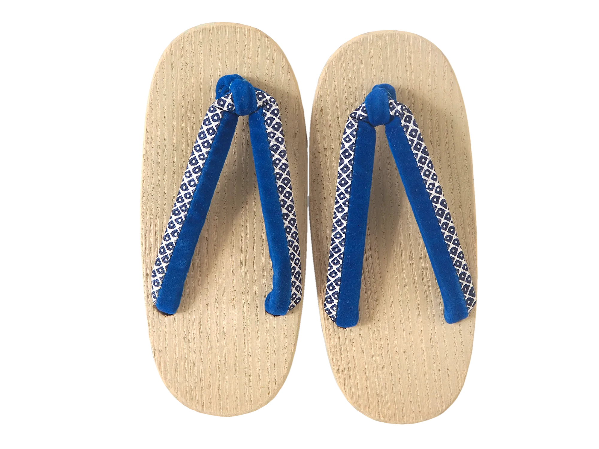 Kids Japanese Kimono Yukata Wooden Geta Sandals, 6.5"/16.5cm Ivory Blue