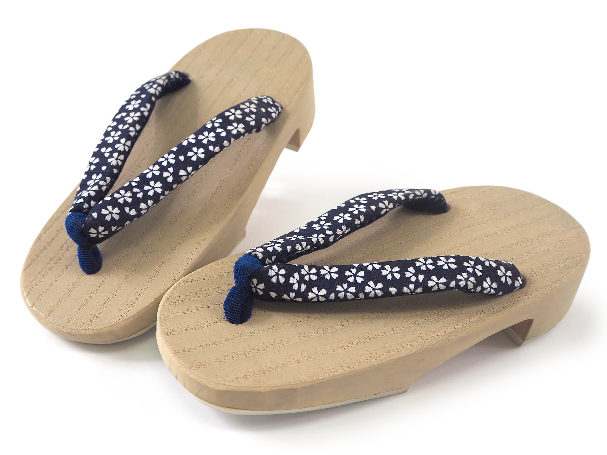 Kids Japanese Kimono Yukata Wooden Geta Sandals, 6.5"/16.5cm Ivory Blue