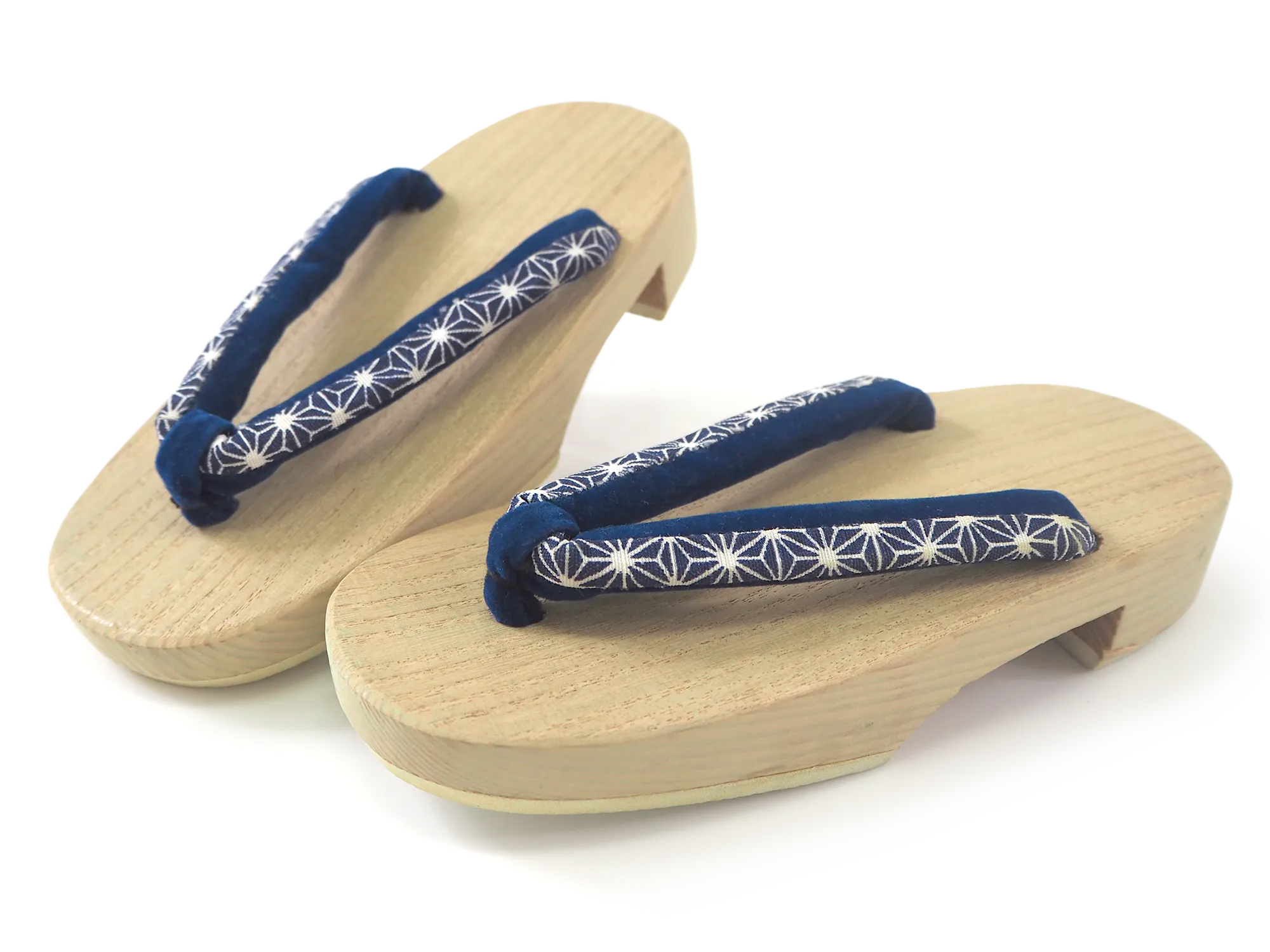 Kids Japanese Kimono Yukata Wooden Geta Sandals, 6.5"/16.5cm Ivory Blue