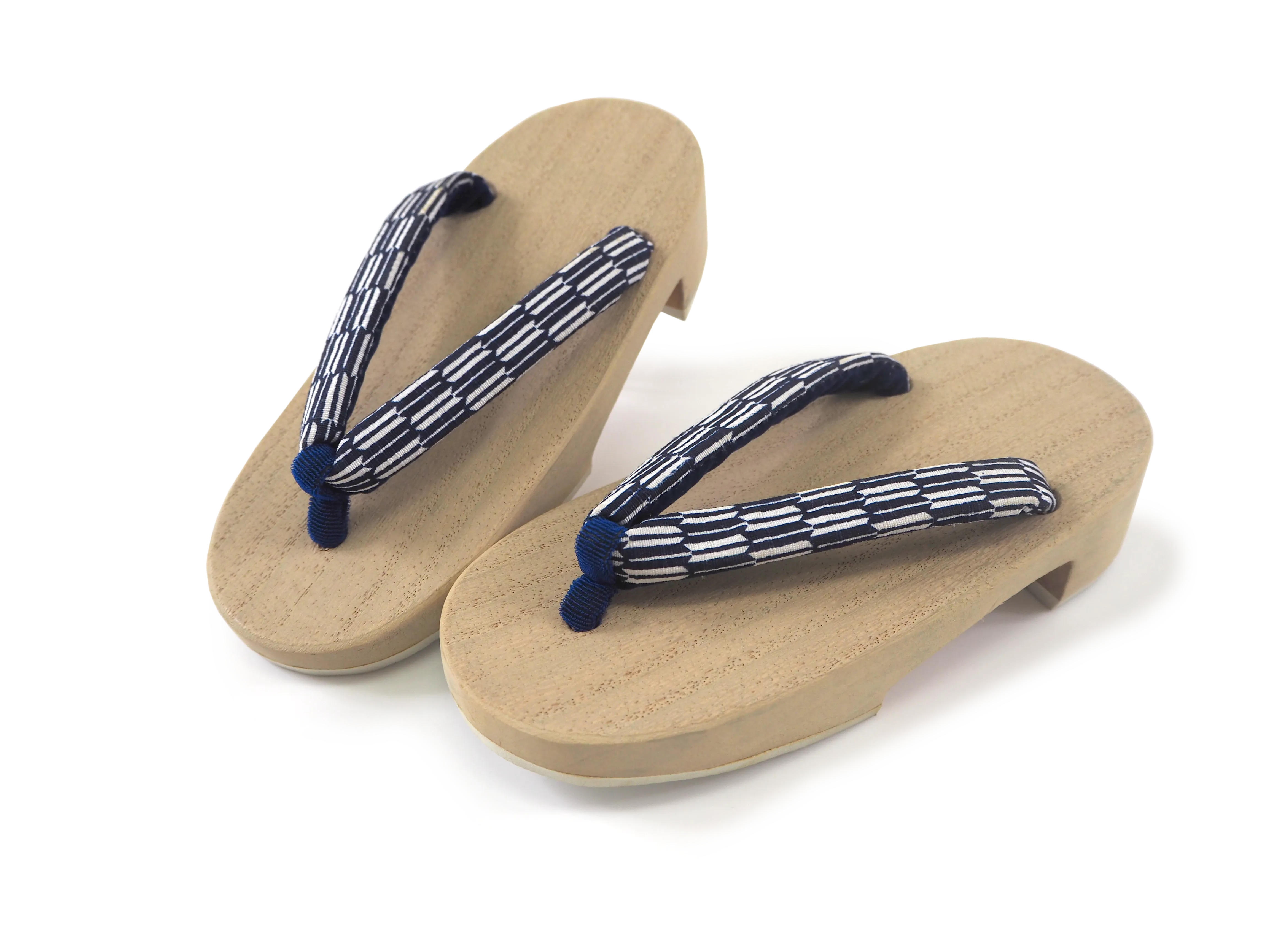Kids Japanese Kimono Yukata Wooden Geta Sandals, 6.5"/16.5cm Ivory Blue
