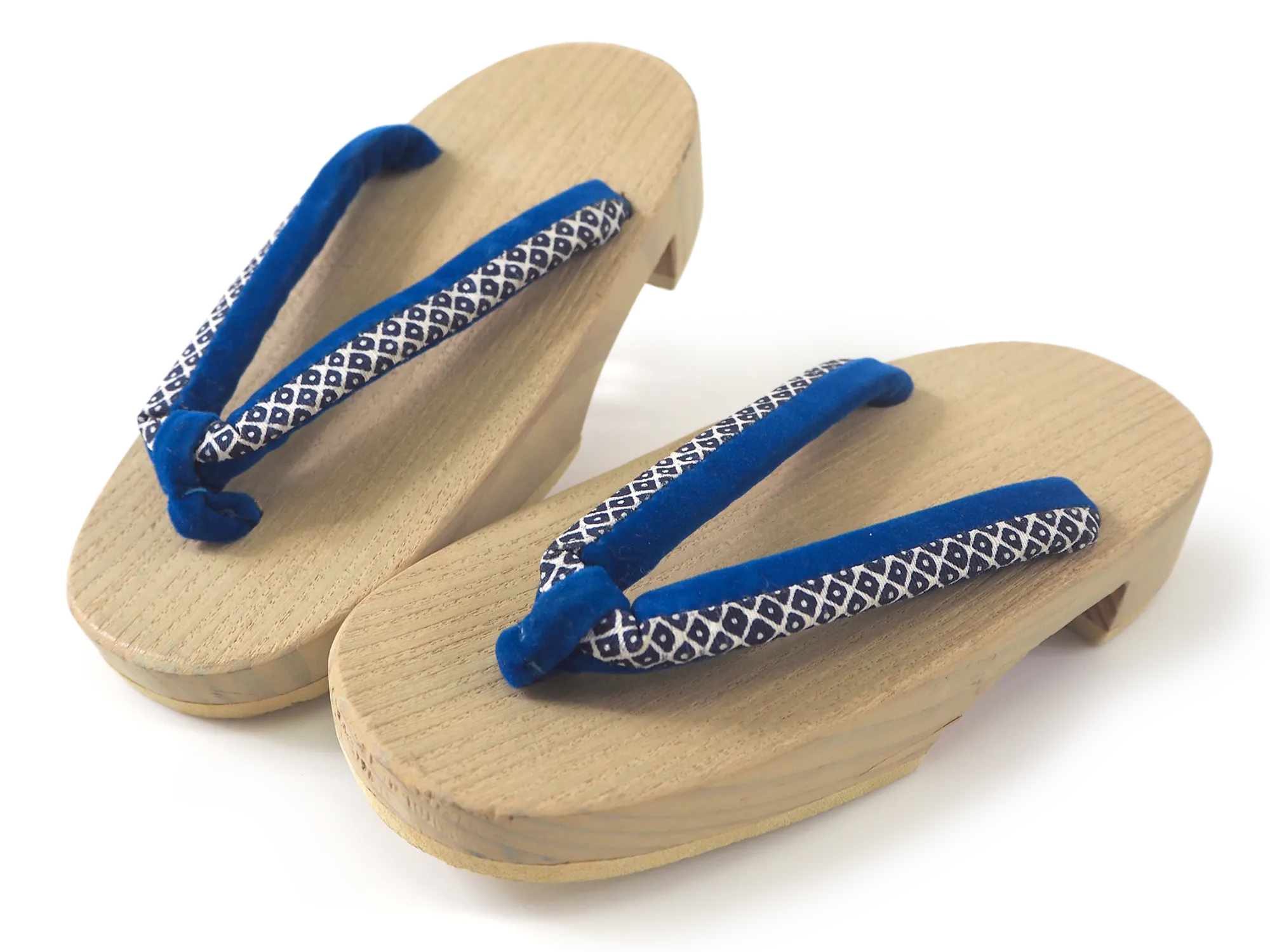 Kids Japanese Kimono Yukata Wooden Geta Sandals, 6.5"/16.5cm Ivory Blue