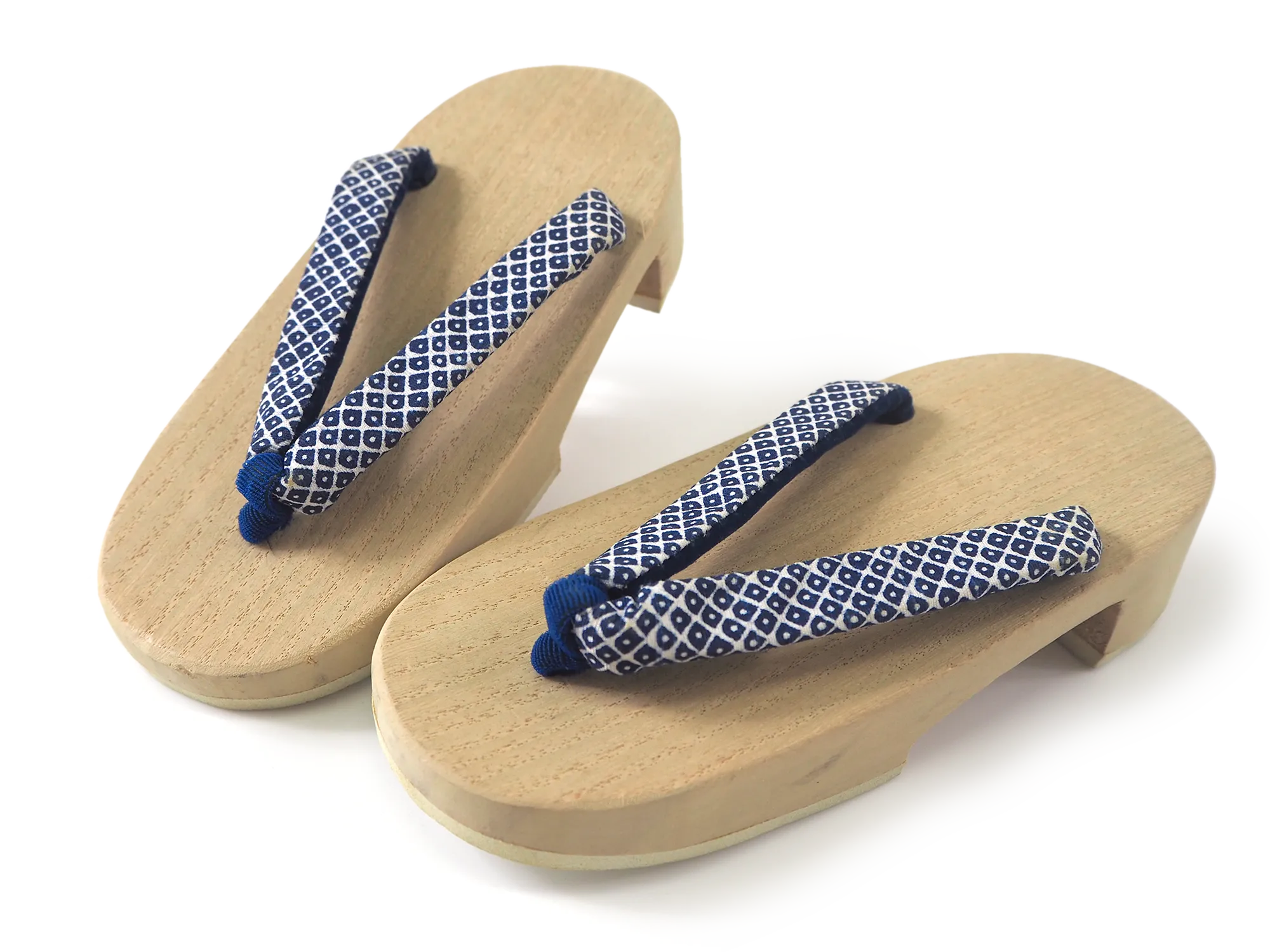 Kids Japanese Kimono Yukata Wooden Geta Sandals, 6.5"/16.5cm Ivory Blue