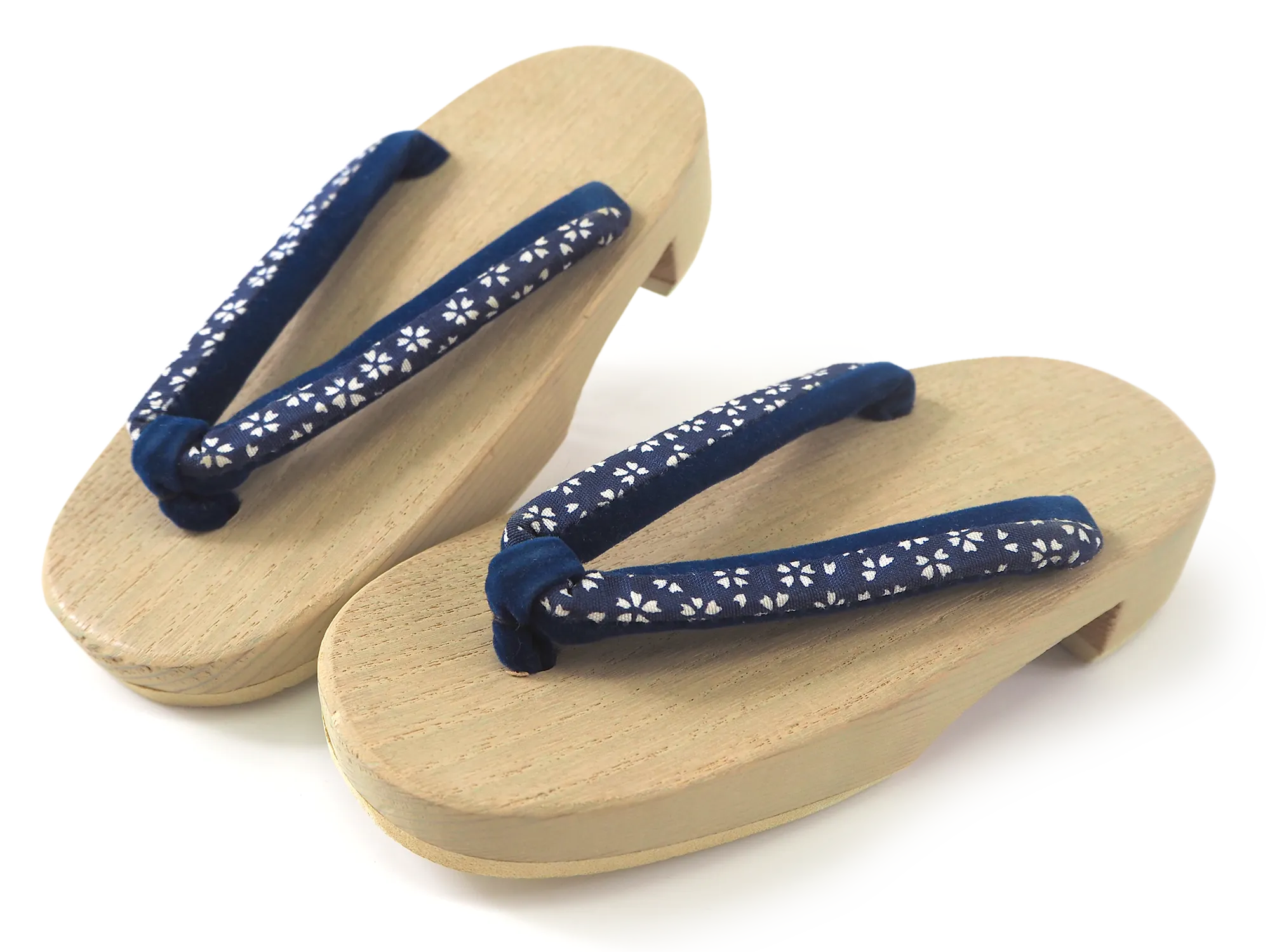 Kids Japanese Kimono Yukata Wooden Geta Sandals, 6.5"/16.5cm Ivory Blue