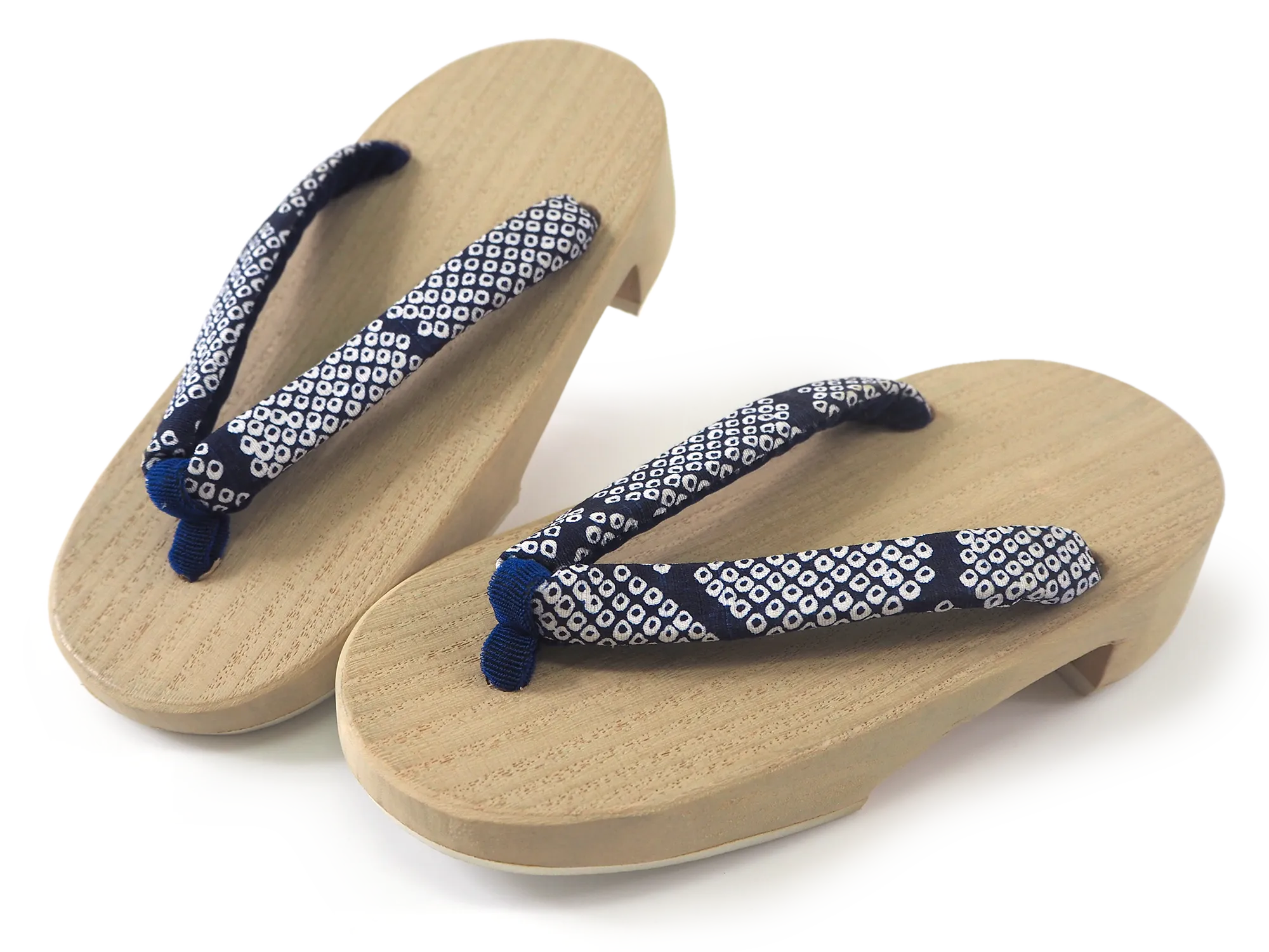 Kids Japanese Kimono Yukata Wooden Geta Sandals, 6.5"/16.5cm Ivory Blue