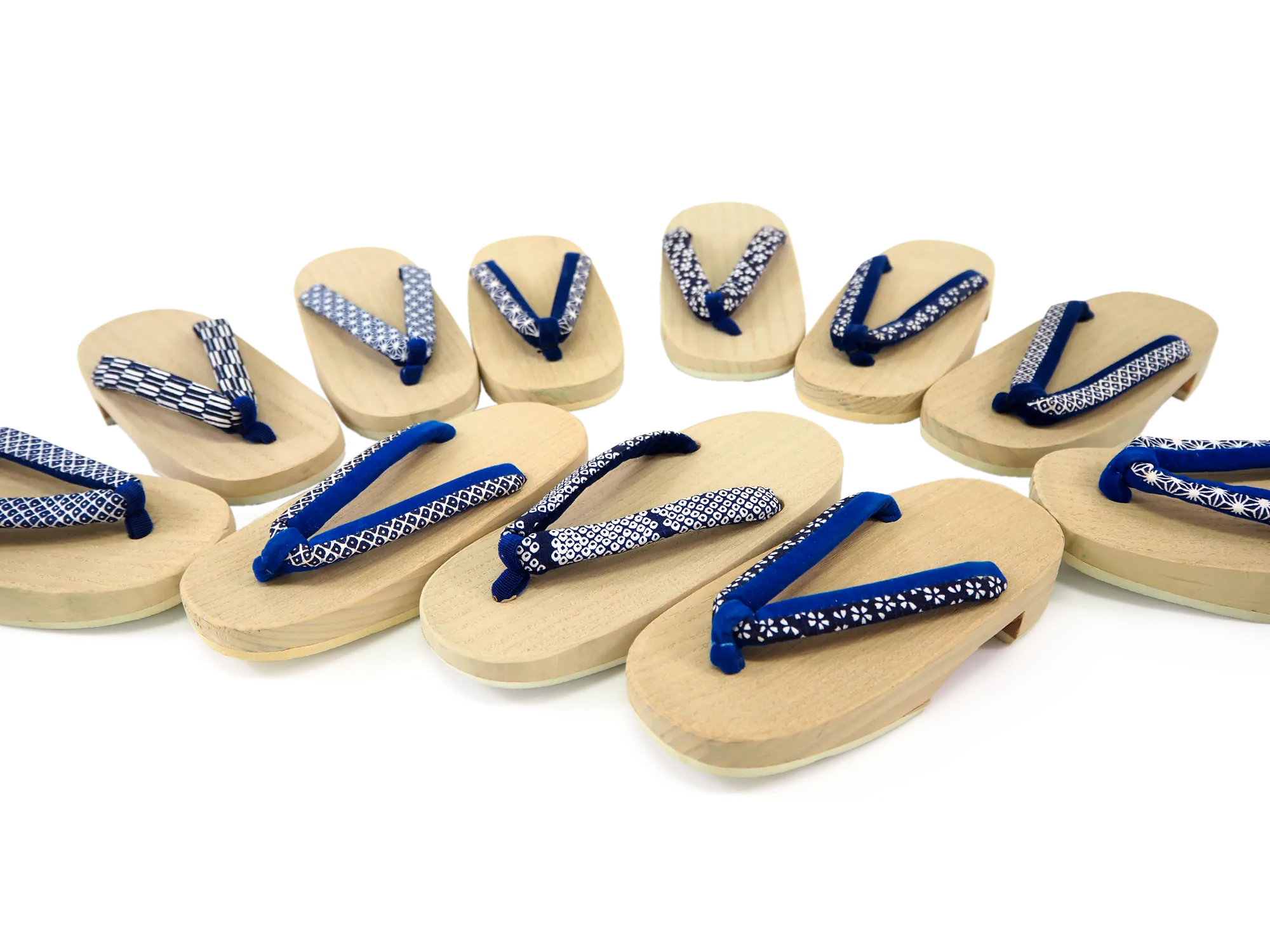 Kids Japanese Kimono Yukata Wooden Geta Sandals, 6.5"/16.5cm Ivory Blue