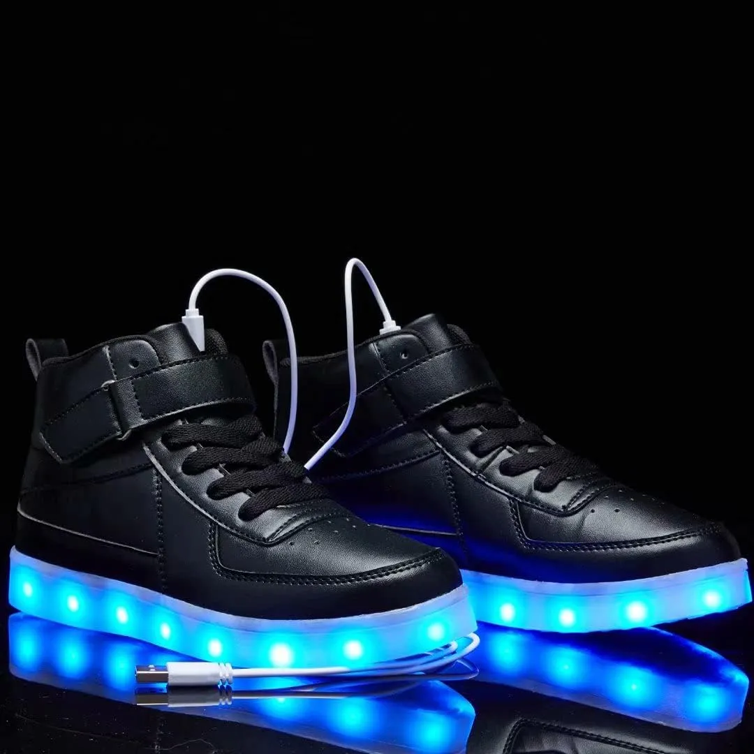 Kids Light Up Shoes with USB Charging Flashing LED Sneakers High Top Luminous Dancing Shoe for Boys and Girls Child Unisex