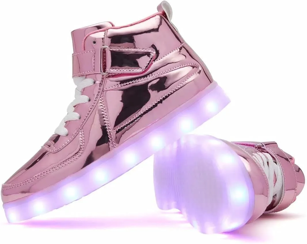 Kids Light Up Shoes with USB Charging Flashing LED Sneakers High Top Luminous Dancing Shoe for Boys and Girls Child Unisex