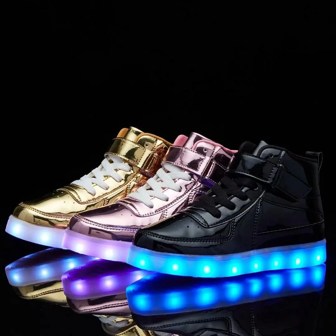 Kids Light Up Shoes with USB Charging Flashing LED Sneakers High Top Luminous Dancing Shoe for Boys and Girls Child Unisex