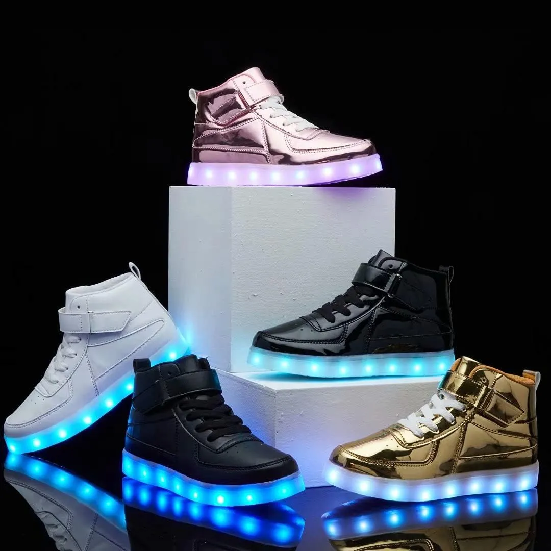 Kids Light Up Shoes with USB Charging Flashing LED Sneakers High Top Luminous Dancing Shoe for Boys and Girls Child Unisex