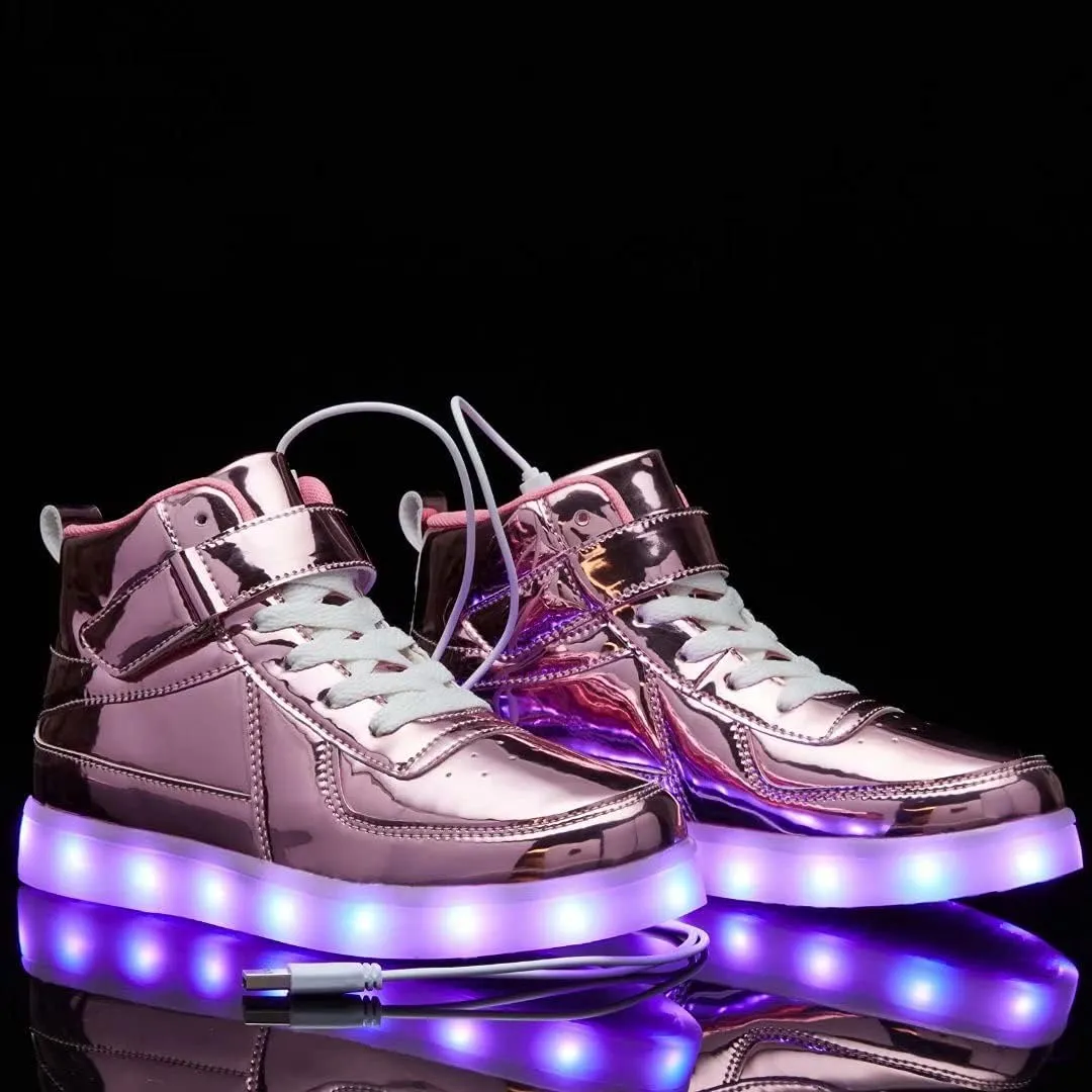 Kids Light Up Shoes with USB Charging Flashing LED Sneakers High Top Luminous Dancing Shoe for Boys and Girls Child Unisex