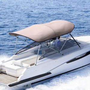 KING BIRD 3-4 Bow Bimini Boat Top Cover Sun Shade Boat Canopy Waterproof 1 Inch Stainless Aluminum Frame 46" Height with Rear Support Poles and Storage Boot 6 Colors -5 Sizes