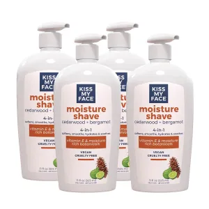 Kiss My Face Cedarwood   Bergamot Moisture Shave - 4 In 1 Shaving Cream - Cruelty Free and Vegan - With added Olive Oil and Aloe Leaf Extract - Vitamin E Rich