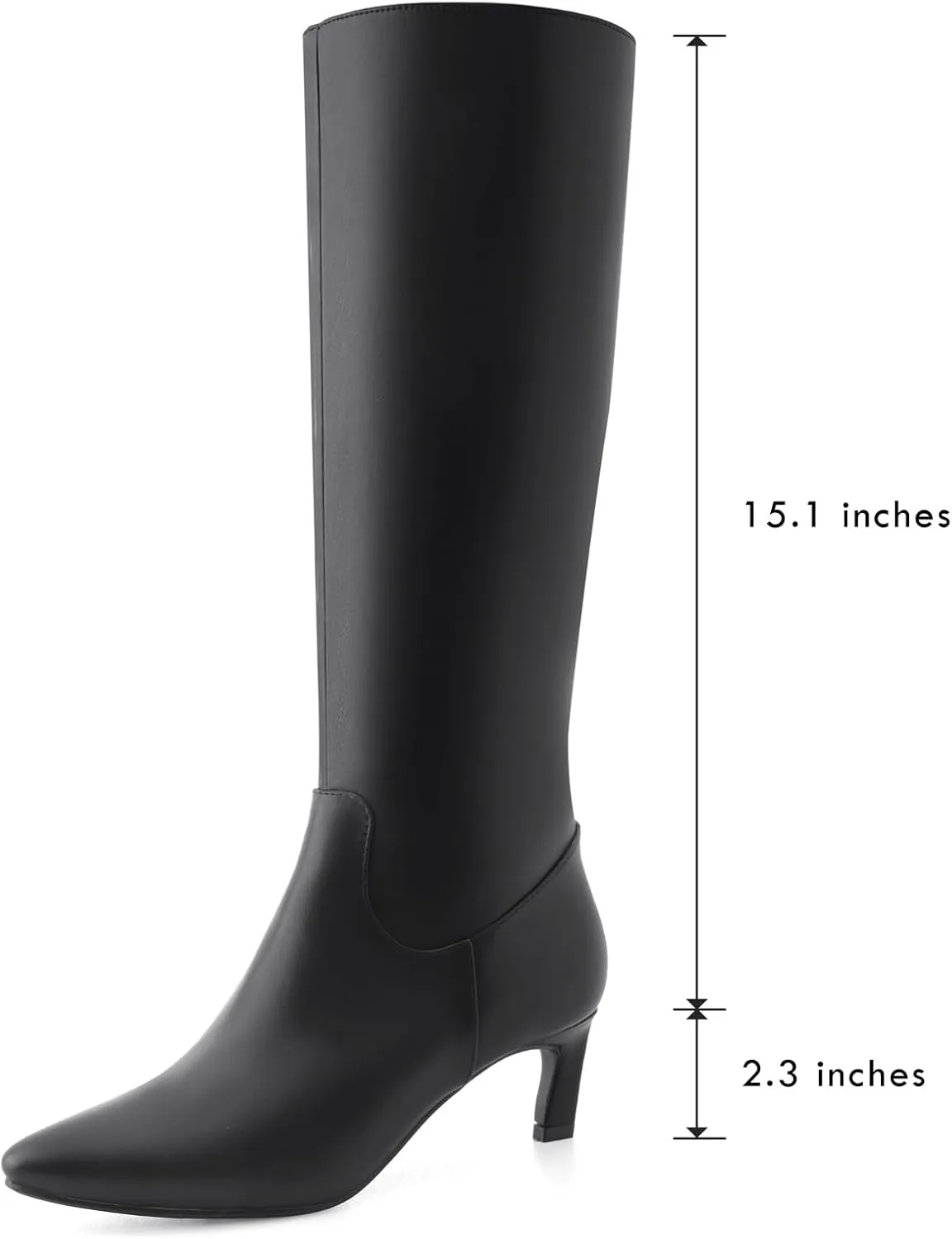 Knee High Boots for Women Kitten Heel Pointed Toe Low Mid Heel Long Tall Boots
