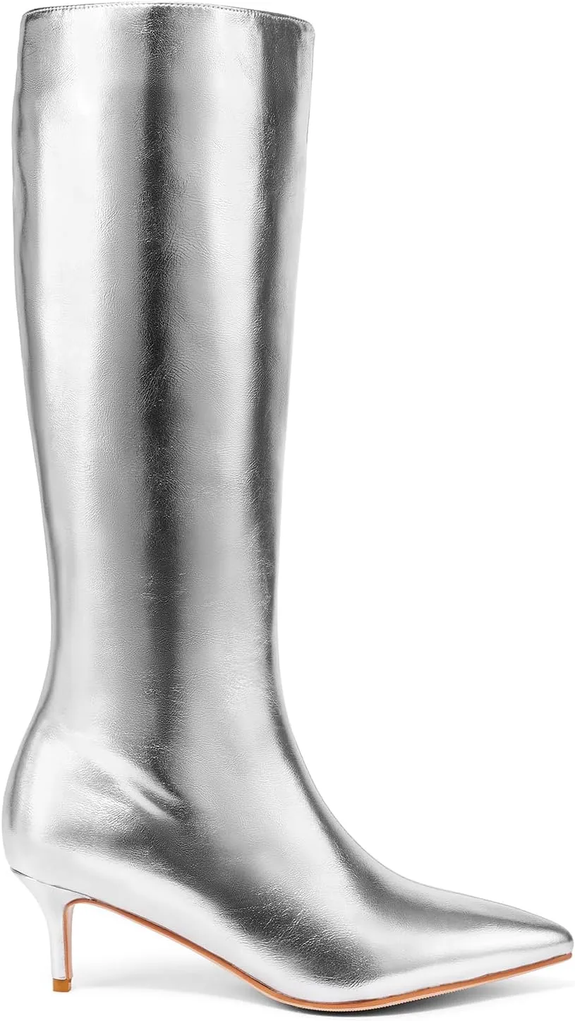 Knee High Boots for Women - Pointed Toe Stiletto Heel With Side Zipper, Fashion High Boot, Elegant Long Boots for Fall Spring