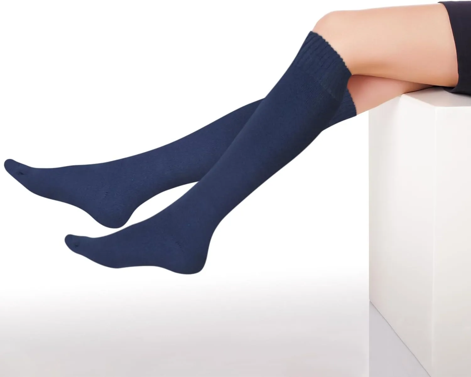 KONY Warm Knee High Socks for Women 3 Pairs, Thick Cotton Cushioned Thermal Long Socks for Hiking Work Gifts