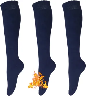 KONY Warm Knee High Socks for Women 3 Pairs, Thick Cotton Cushioned Thermal Long Socks for Hiking Work Gifts