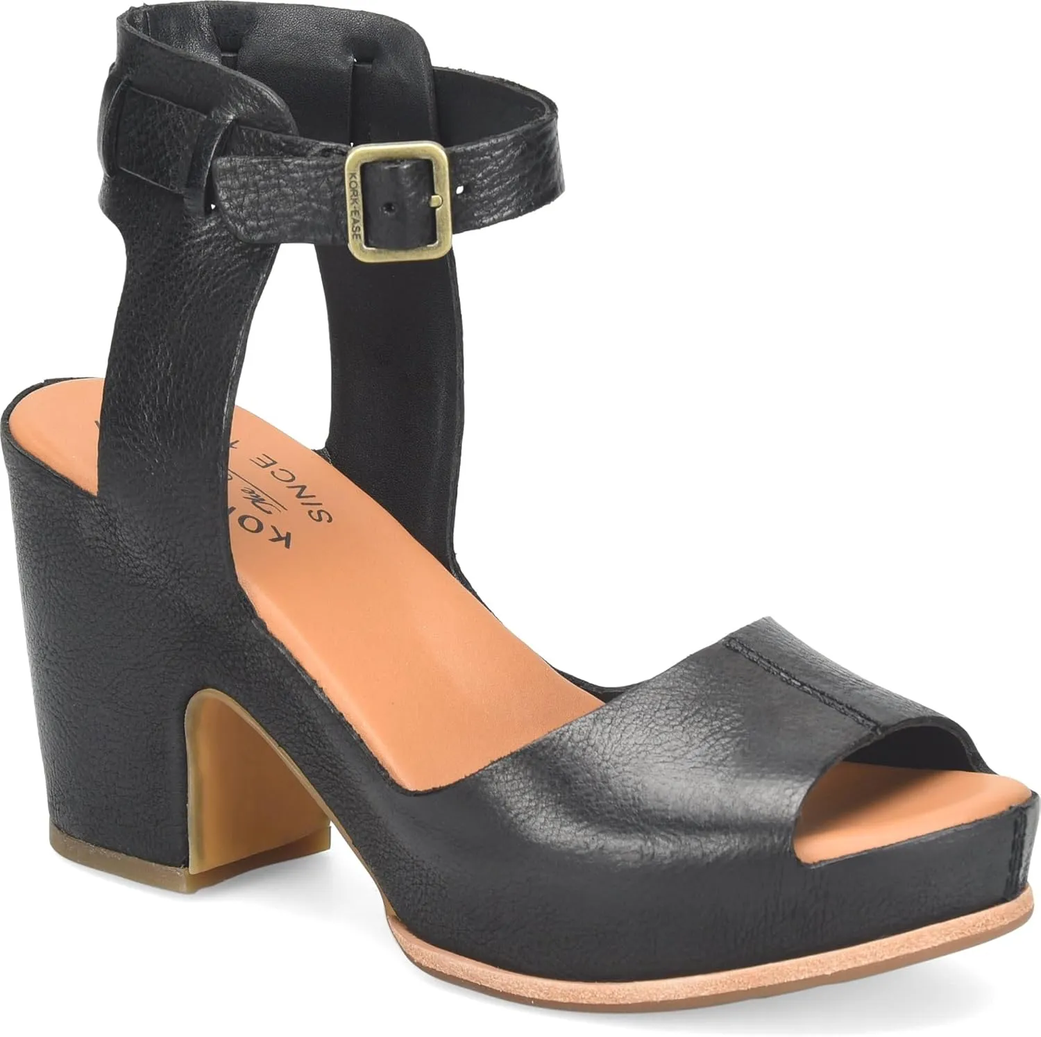 KORK-EASE Women's Stasia City-Chic Heeled Sandal in Soft Hand-Finished Leather, Cushioned Comfort Footbed, High-Traction Outsole