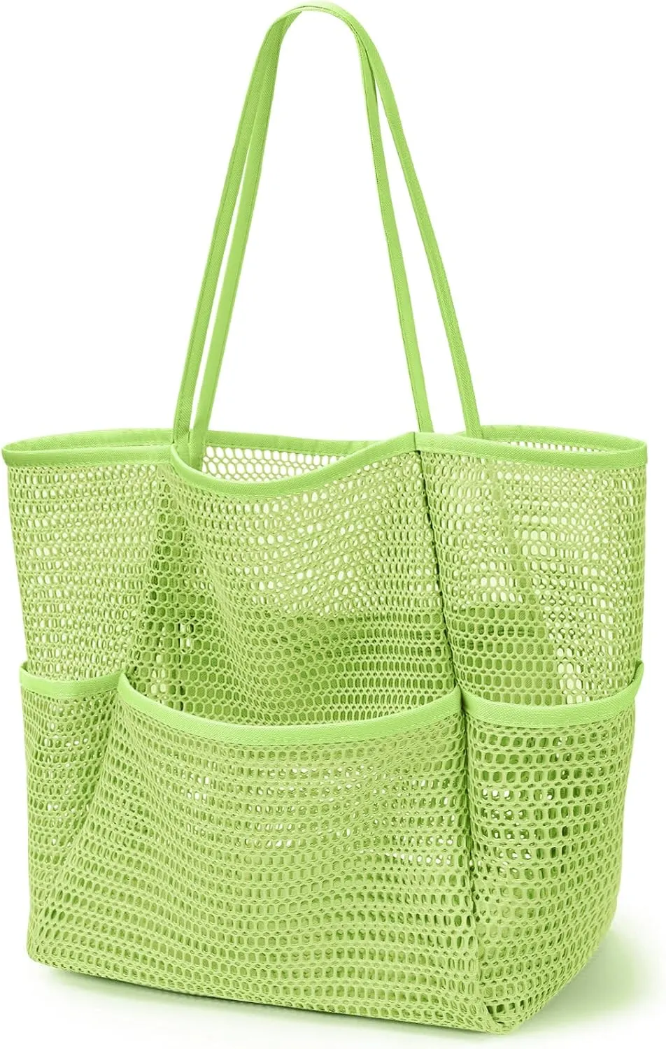 KPX Beach Bag with Mini Pocket, Beach Tote Bags for Women Large Foldable Mesh Swimming Pool Travel Bags - Sandproof