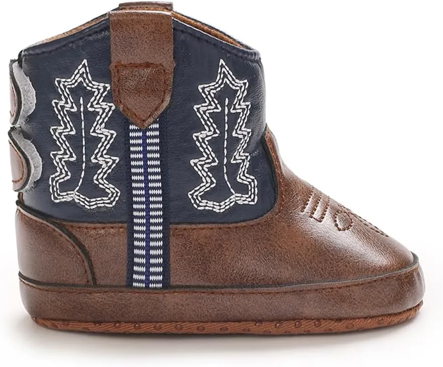 Kuner Baby Cowboy Boots Western Boots Toddler Cowboy Bootie Soft Sole Non-Slip Crib Shoes for Infant Boys Girls0-18 Months