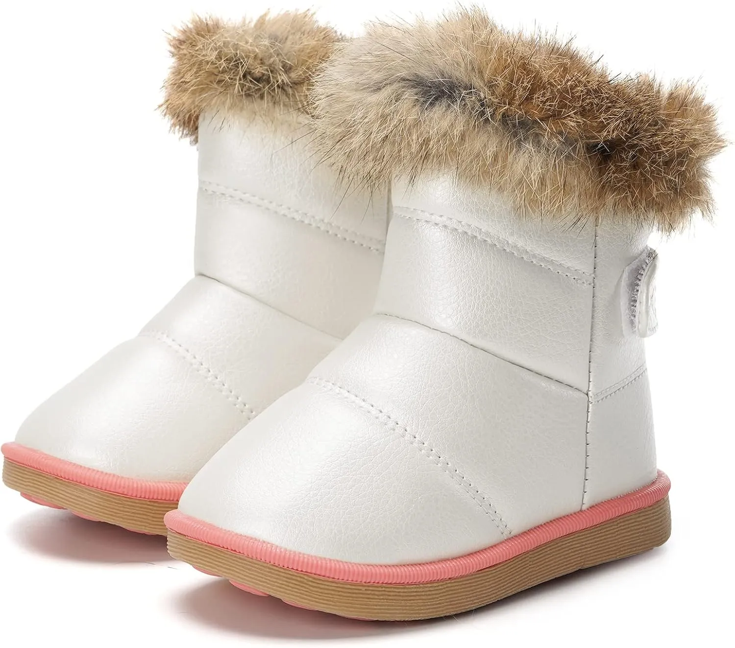 KVbabby Toddler boots Kids Snow Boots Girl's Warm Winter Boots Waterproof Boot PU Leather Non-slip