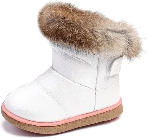 KVbabby Toddler boots Kids Snow Boots Girl's Warm Winter Boots Waterproof Boot PU Leather Non-slip