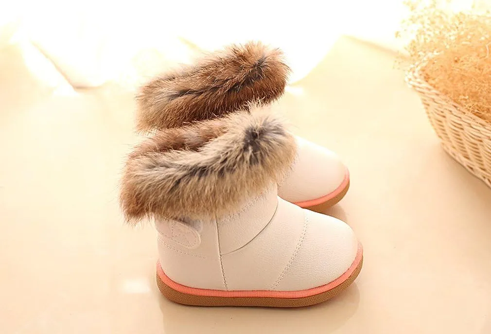 KVbabby Toddler boots Kids Snow Boots Girl's Warm Winter Boots Waterproof Boot PU Leather Non-slip
