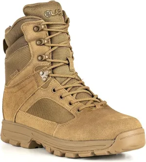 LAPG Men’s Sector 8” Waterproof Side-Zip Duty Boots, Breathable & Comfortable Tactical Hiking Combat Boots for Men, Coyote