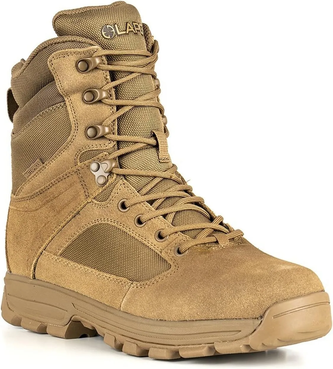 LAPG Men’s Sector 8” Waterproof Side-Zip Duty Boots, Breathable & Comfortable Tactical Hiking Combat Boots for Men, Coyote