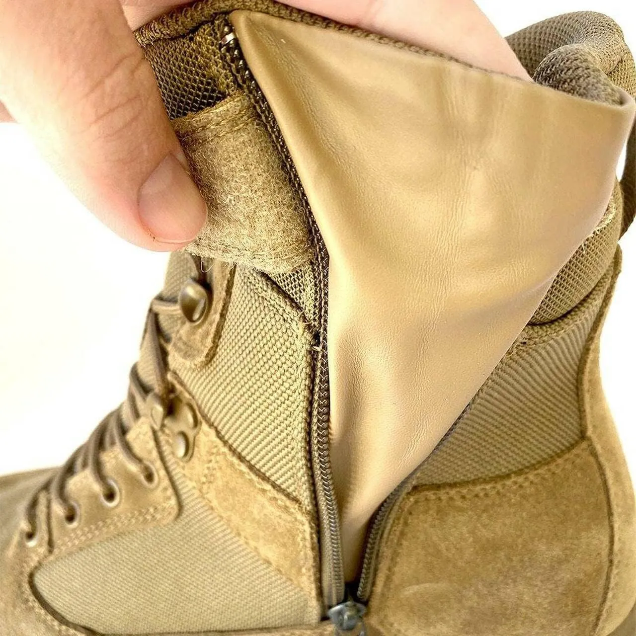 LAPG Men’s Sector 8” Waterproof Side-Zip Duty Boots, Breathable & Comfortable Tactical Hiking Combat Boots for Men, Coyote