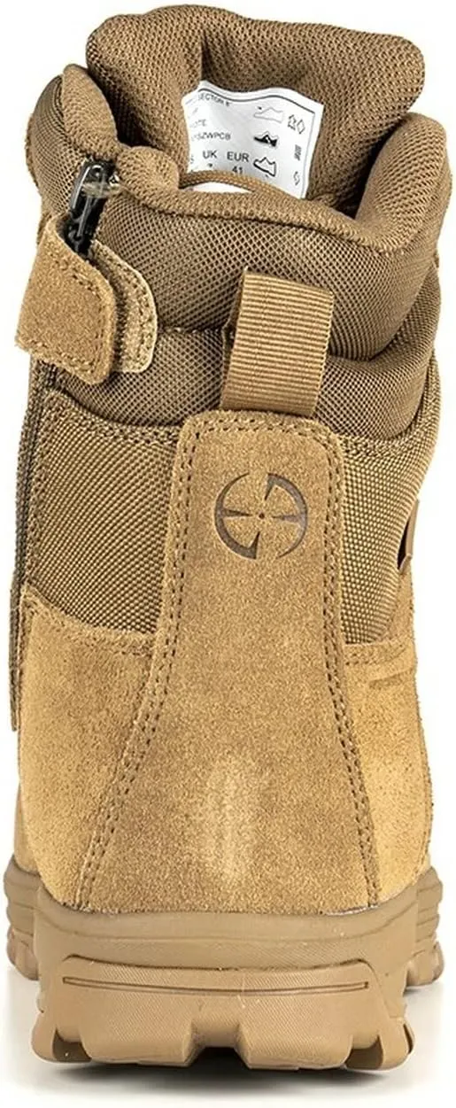 LAPG Men’s Sector 8” Waterproof Side-Zip Duty Boots, Breathable & Comfortable Tactical Hiking Combat Boots for Men, Coyote