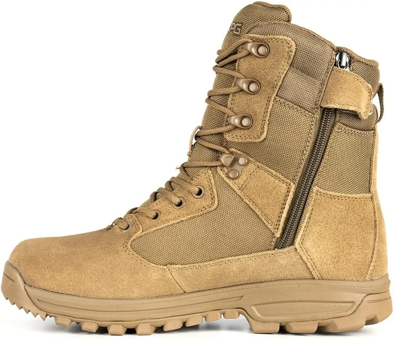 LAPG Men’s Sector 8” Waterproof Side-Zip Duty Boots, Breathable & Comfortable Tactical Hiking Combat Boots for Men, Coyote