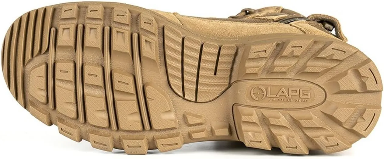 LAPG Men’s Sector 8” Waterproof Side-Zip Duty Boots, Breathable & Comfortable Tactical Hiking Combat Boots for Men, Coyote