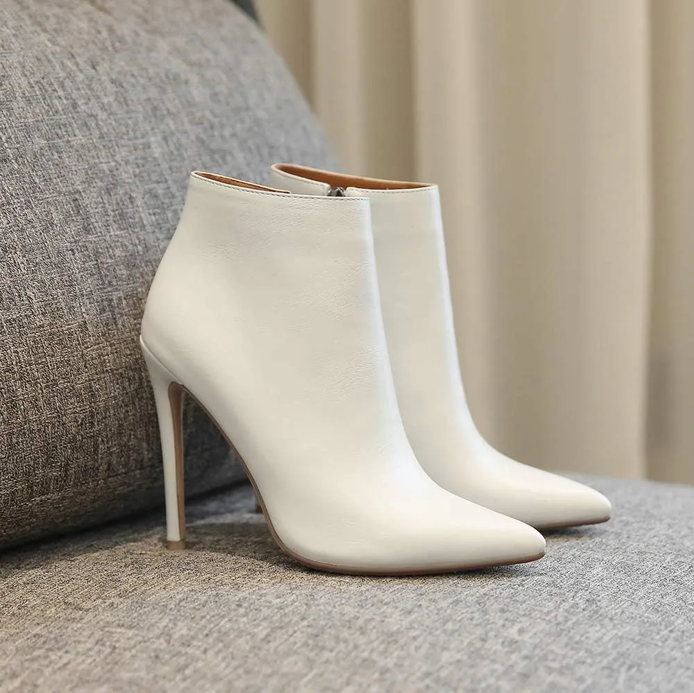 LEHOOR Women Stilettos Booties Pointed Closed Toe Side Zipper 5 Inch High Heel Ankle Boots Patent Leather Concise Elegant Office Shoes