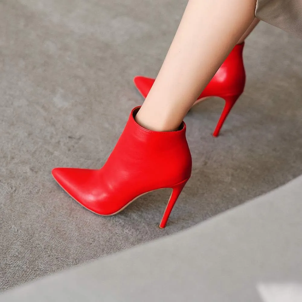 LEHOOR Women Stilettos Booties Pointed Closed Toe Side Zipper 5 Inch High Heel Ankle Boots Patent Leather Concise Elegant Office Shoes