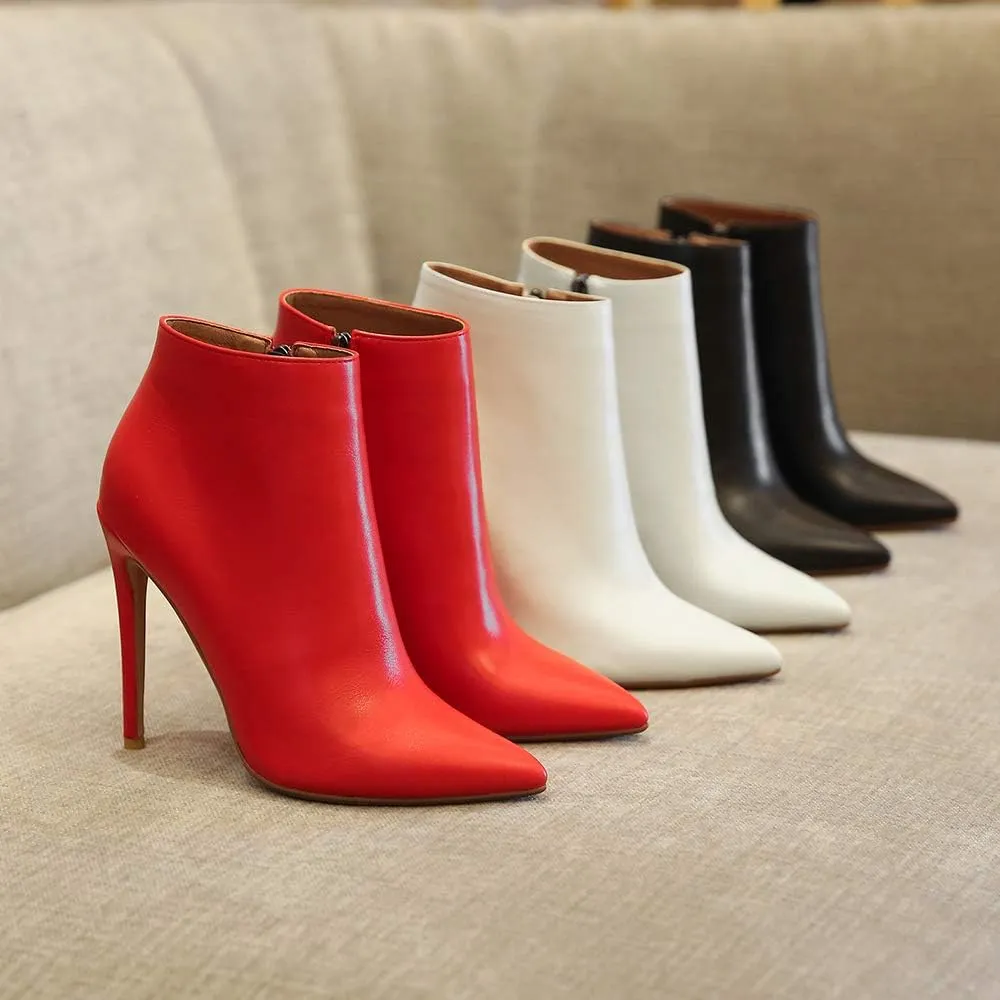 LEHOOR Women Stilettos Booties Pointed Closed Toe Side Zipper 5 Inch High Heel Ankle Boots Patent Leather Concise Elegant Office Shoes