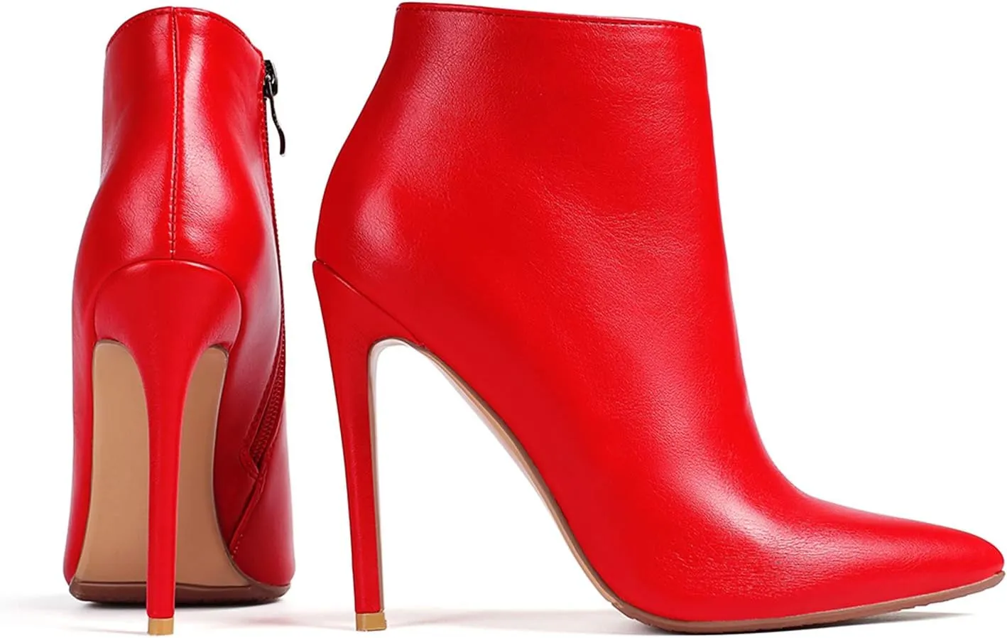 LEHOOR Women Stilettos Booties Pointed Closed Toe Side Zipper 5 Inch High Heel Ankle Boots Patent Leather Concise Elegant Office Shoes