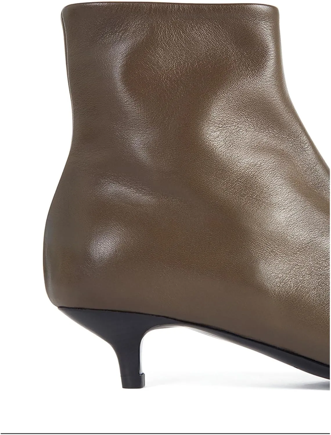 LEMUTISME Women's Classic Square Toe Matte Leather Autumn Winter Side Zipper Elegant Low Low Kitten Heel Ankle Booties