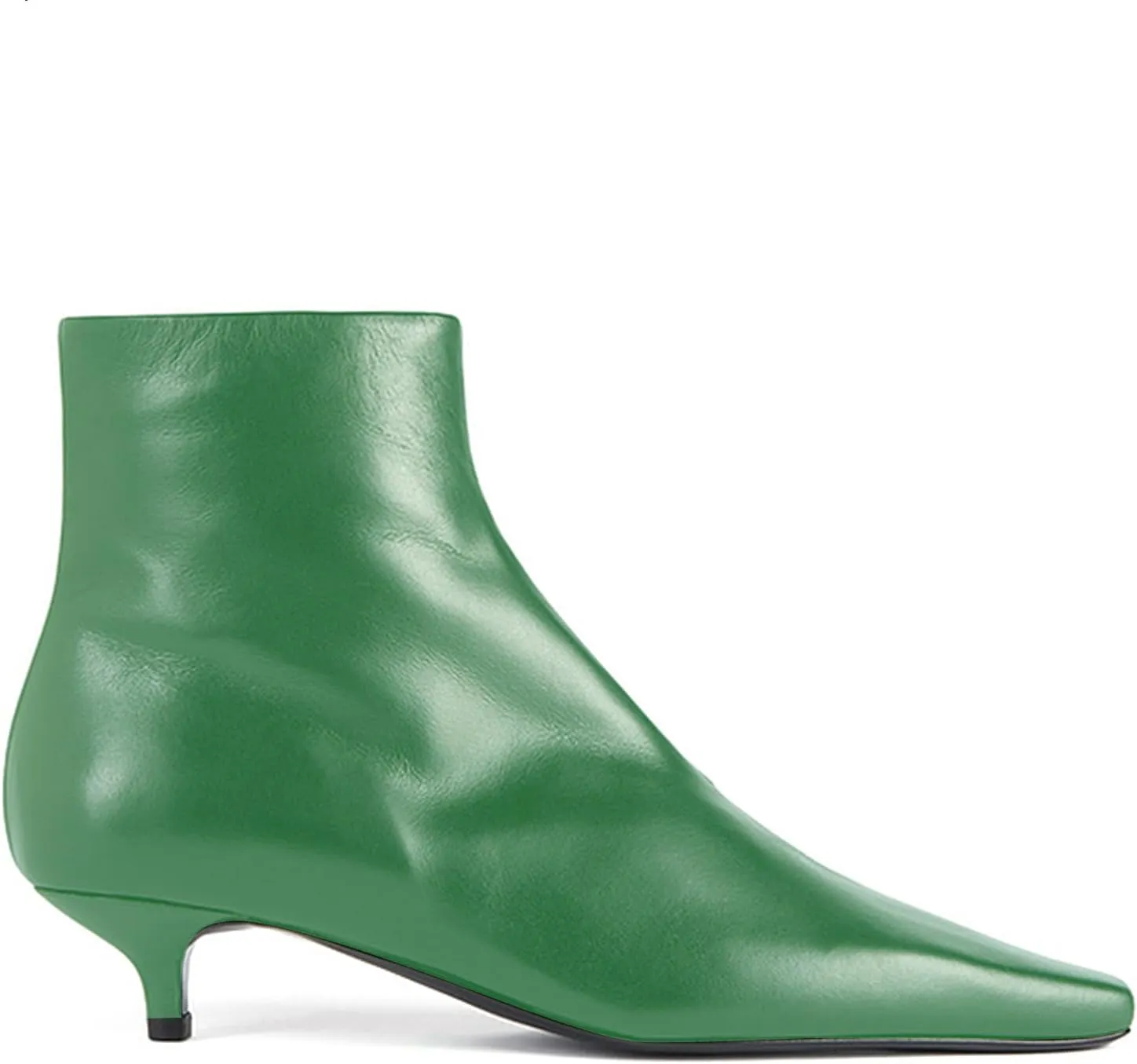 LEMUTISME Women's Classic Square Toe Matte Leather Autumn Winter Side Zipper Elegant Low Low Kitten Heel Ankle Booties