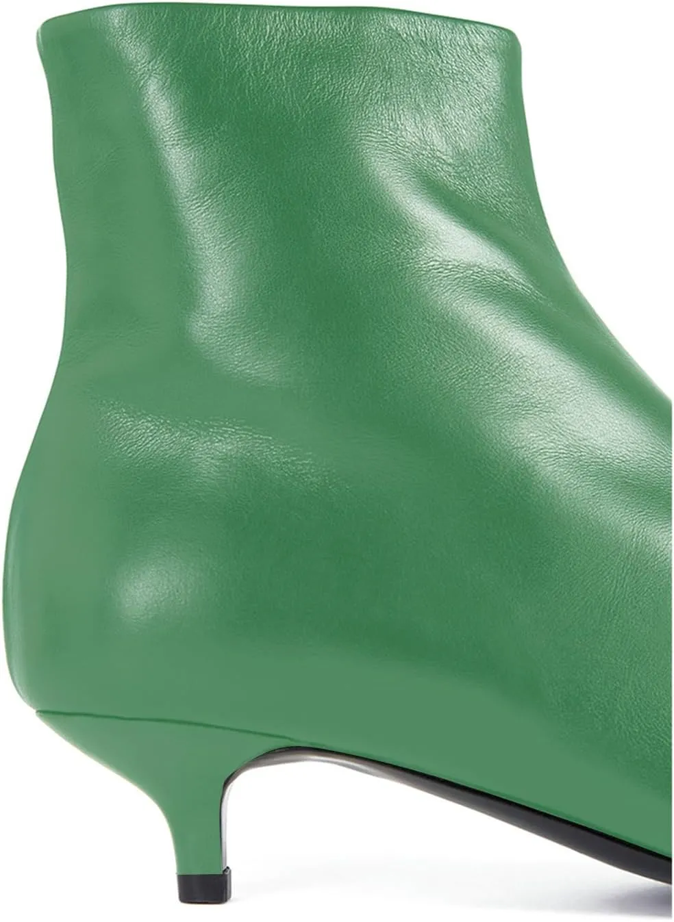 LEMUTISME Women's Classic Square Toe Matte Leather Autumn Winter Side Zipper Elegant Low Low Kitten Heel Ankle Booties