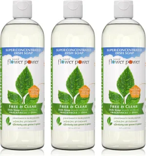 Liquid Dish Soap – Free & Clear (Unscented) – Plant-Based & Scented w/ Pure Essential Oils – Natural Dishwashing Detergent – Sulfate-Free Kitchen Soap – Vegan (16 Fl Oz 3 Pack)