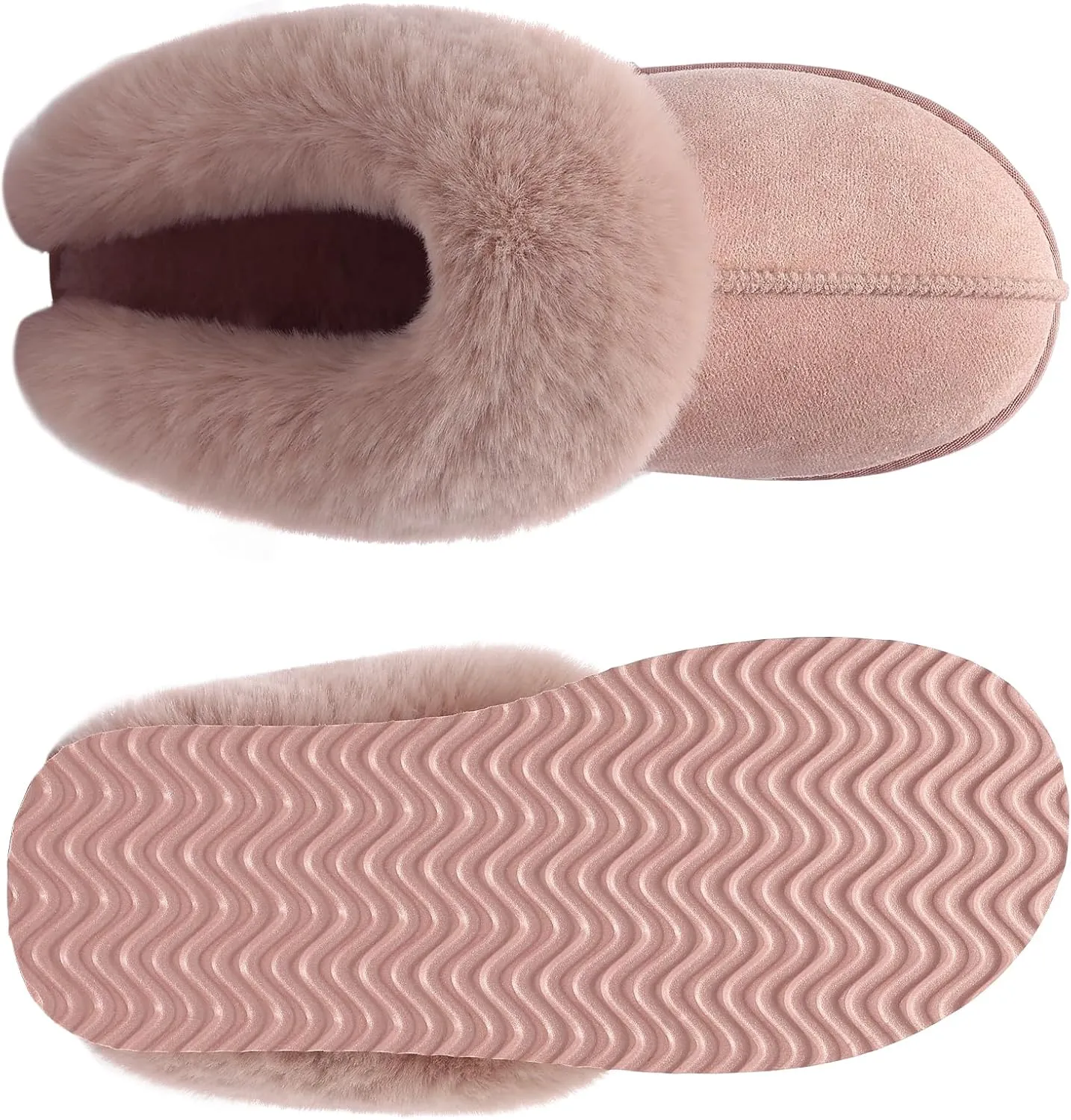 Litfun Fuzzy Platform Slippers for Women Comfy Winter House Shoes with Memory Foam Indoor Outdoor