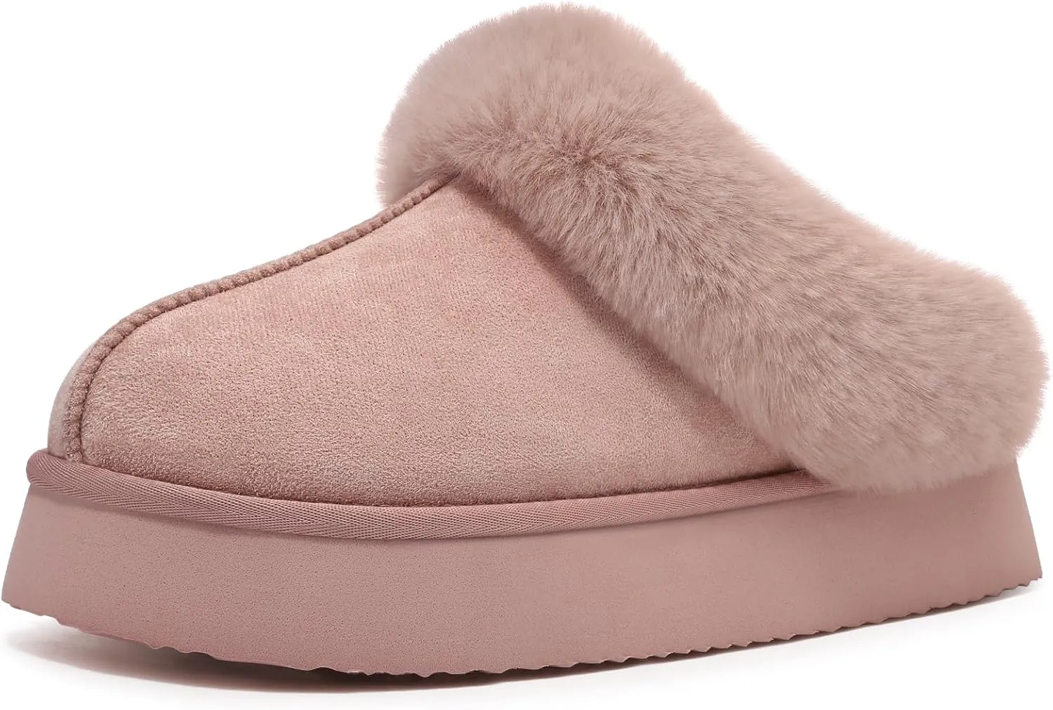 Litfun Fuzzy Platform Slippers for Women Comfy Winter House Shoes with Memory Foam Indoor Outdoor