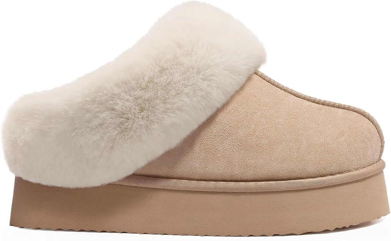 Litfun Fuzzy Platform Slippers for Women Comfy Winter House Shoes with Memory Foam Indoor Outdoor