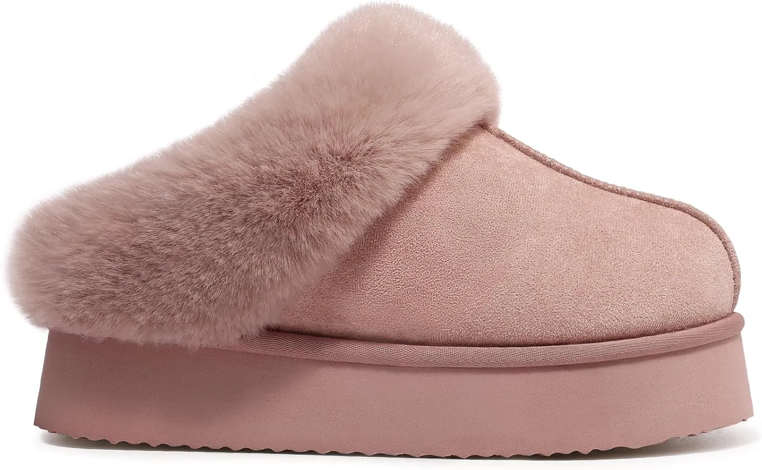 Litfun Fuzzy Platform Slippers for Women Comfy Winter House Shoes with Memory Foam Indoor Outdoor