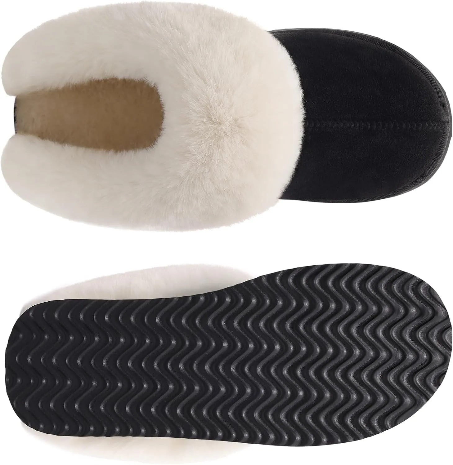 Litfun Fuzzy Platform Slippers for Women Comfy Winter House Shoes with Memory Foam Indoor Outdoor